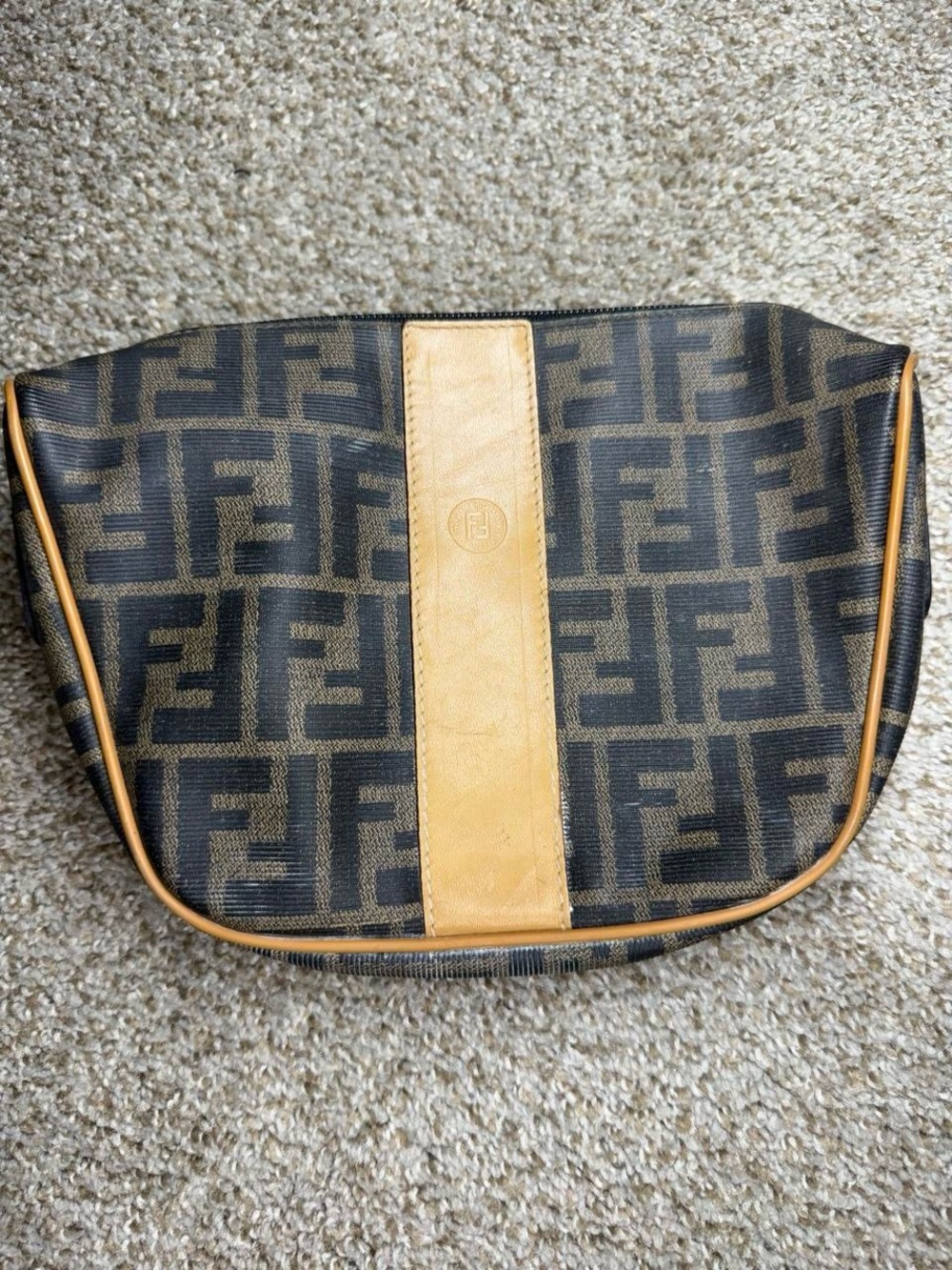 Fendi Black & Tan FF Monogram Toiletry Pouch